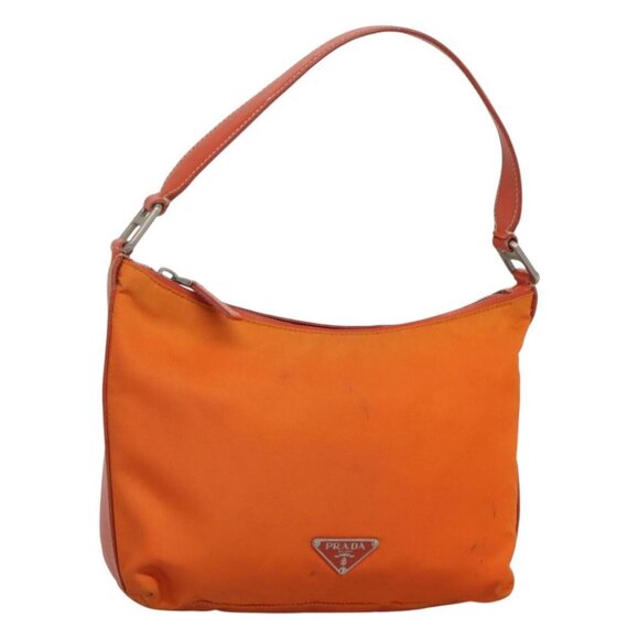 PRADA Shoulder Bag Nylon Orange Silver Auth 120954 - Picture 1 of 16